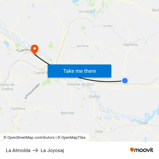 La Almolda to La Joyosaj map