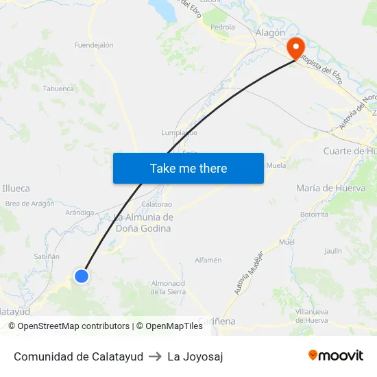 Comunidad de Calatayud to La Joyosaj map