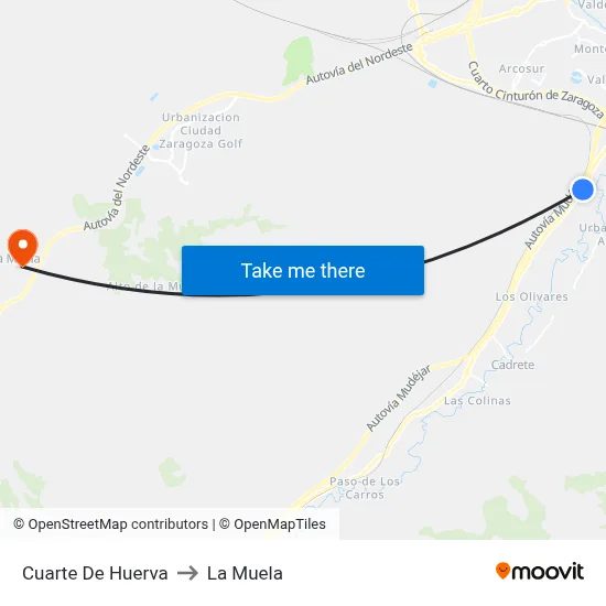 Cuarte De Huerva to La Muela map