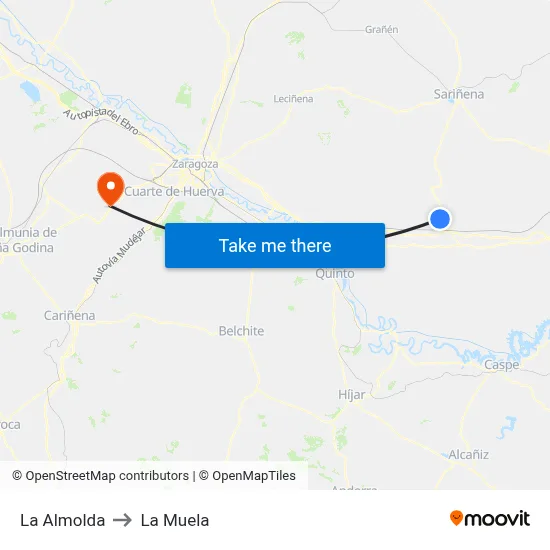 La Almolda to La Muela map
