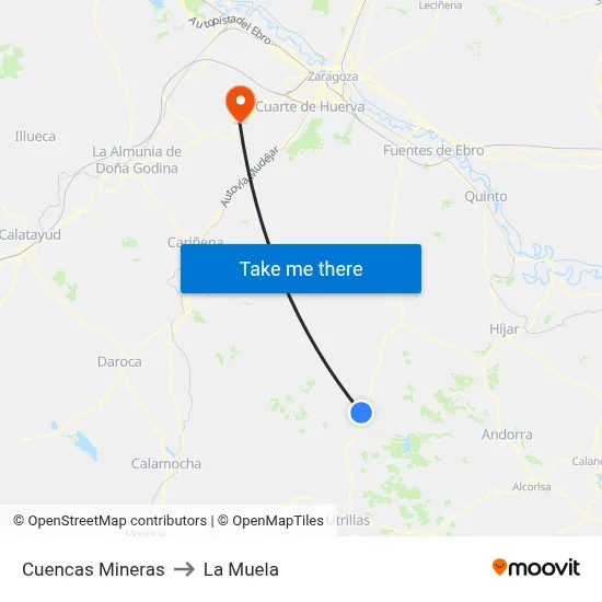 Cuencas Mineras to La Muela map