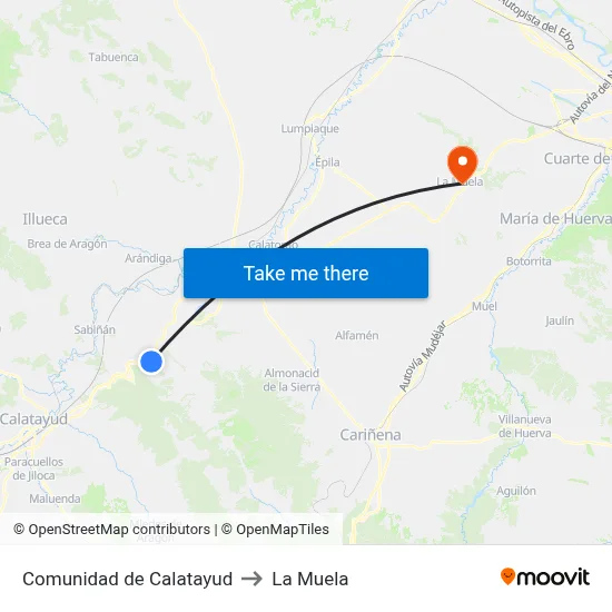 Comunidad de Calatayud to La Muela map