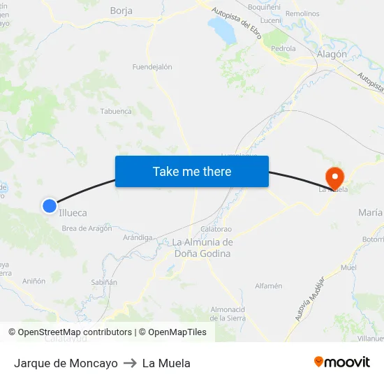 Jarque de Moncayo to La Muela map
