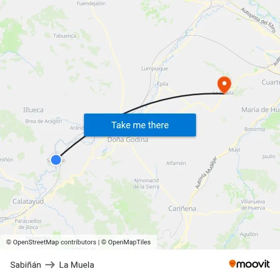 Sabiñán to La Muela map