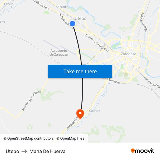 Utebo to María De Huerva map