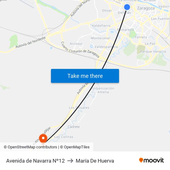 Avenida de Navarra Nº12 to María De Huerva map