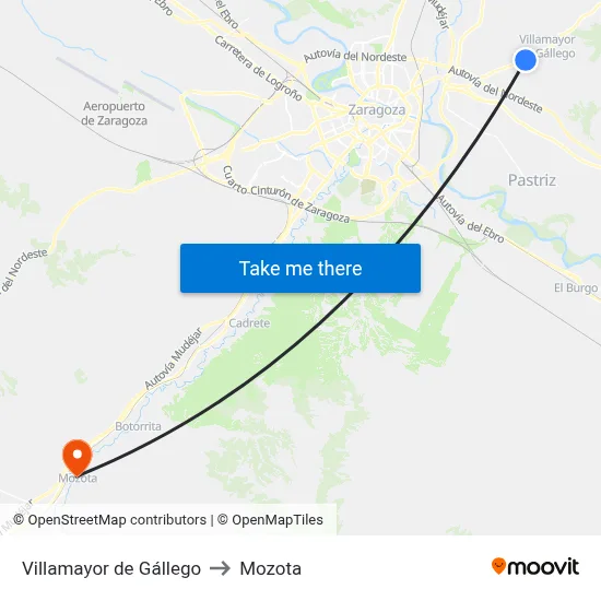 Villamayor de Gállego to Mozota map