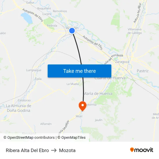 Ribera Alta Del Ebro to Mozota map