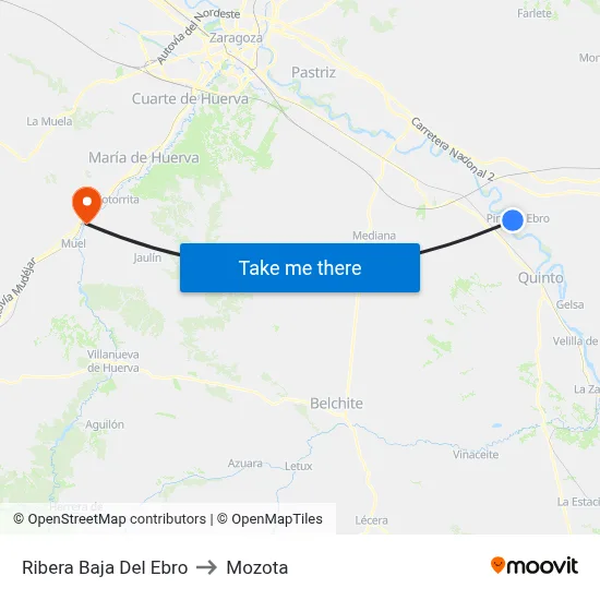 Ribera Baja Del Ebro to Mozota map