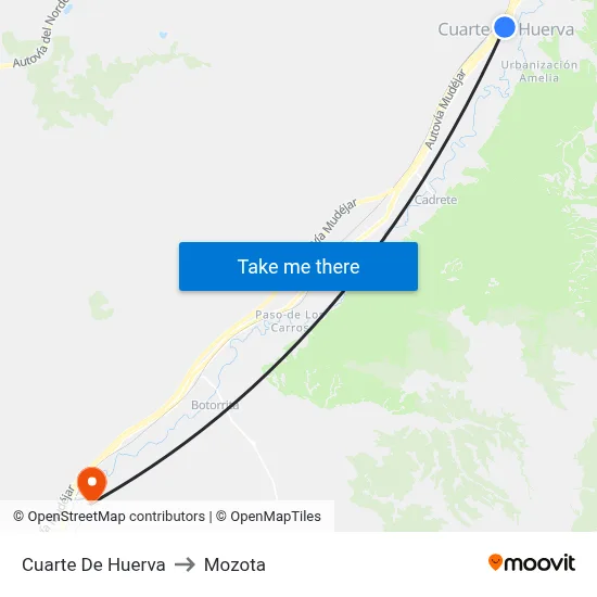 Cuarte De Huerva to Mozota map