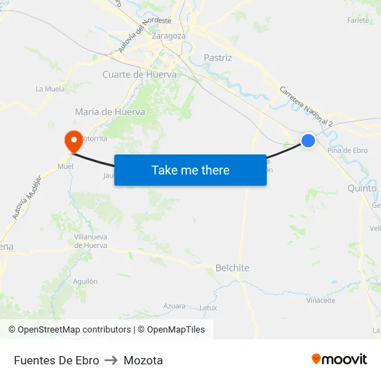Fuentes De Ebro to Mozota map