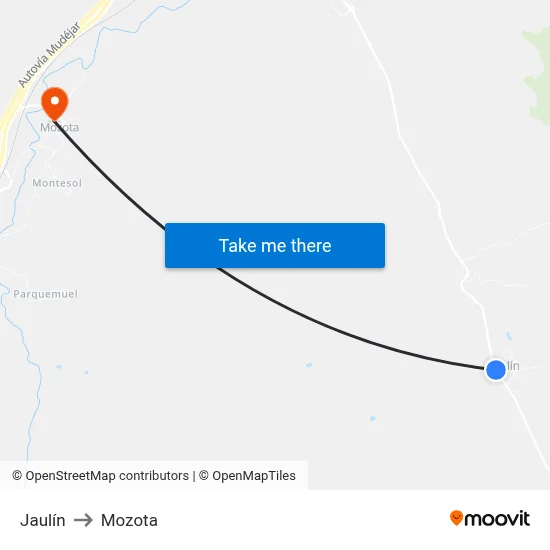 Jaulín to Mozota map