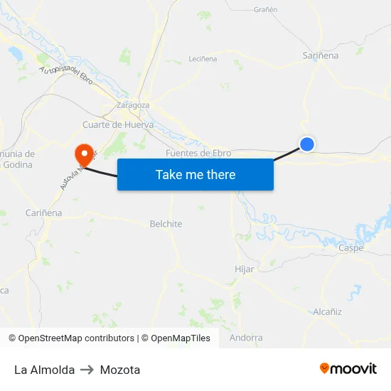 La Almolda to Mozota map