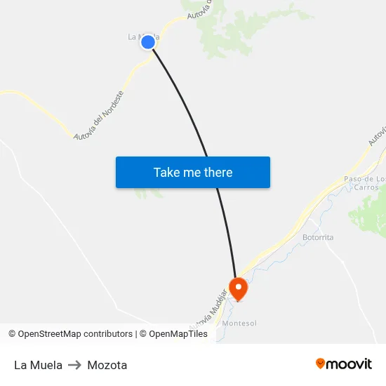 La Muela to Mozota map