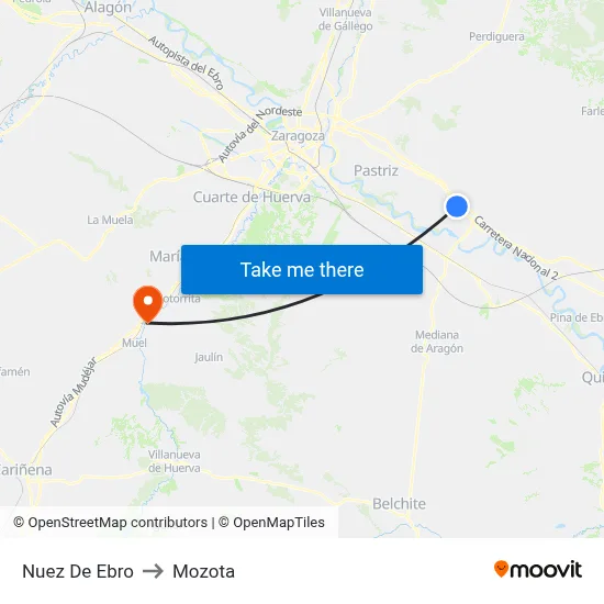 Nuez De Ebro to Mozota map
