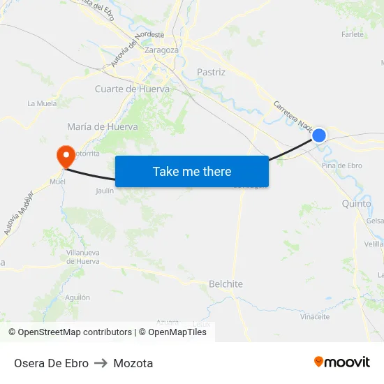 Osera De Ebro to Mozota map