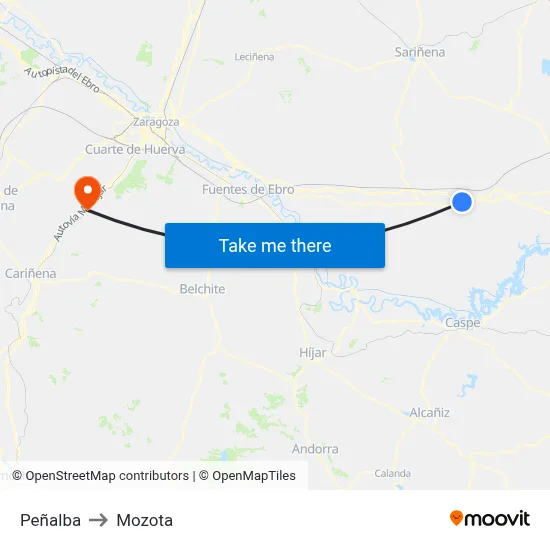 Peñalba to Mozota map