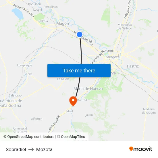 Sobradiel to Mozota map