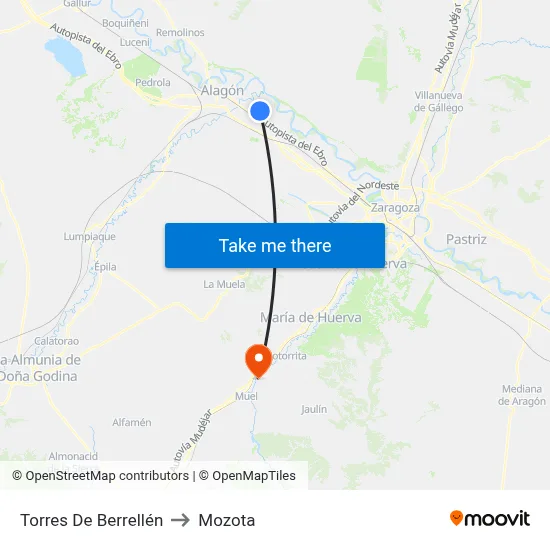 Torres De Berrellén to Mozota map