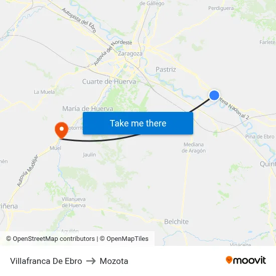 Villafranca De Ebro to Mozota map