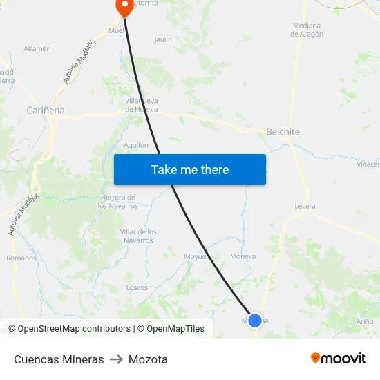 Cuencas Mineras to Mozota map