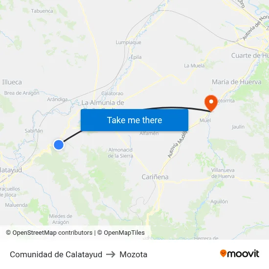 Comunidad de Calatayud to Mozota map