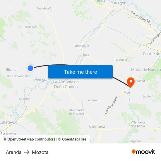 Aranda to Mozota map