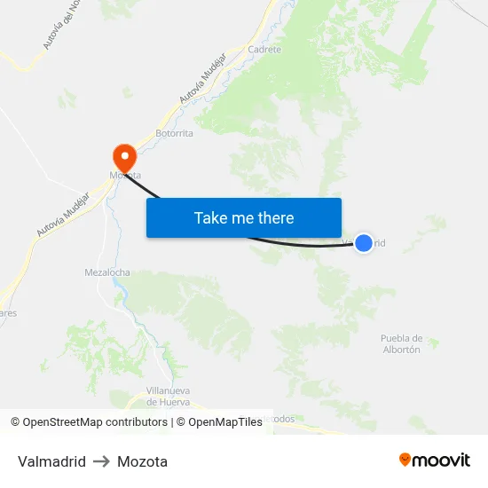 Valmadrid to Mozota map