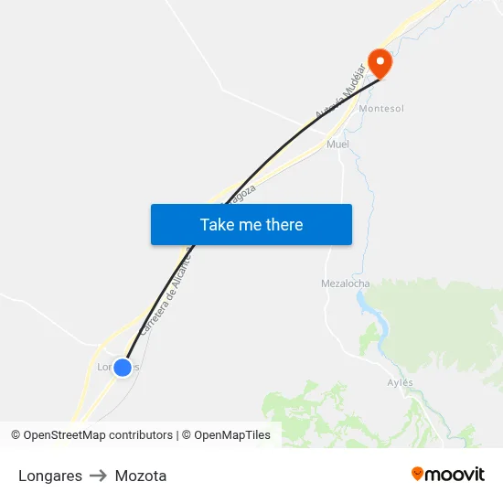 Longares to Mozota map