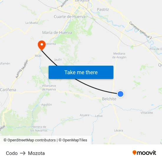 Codo to Mozota map