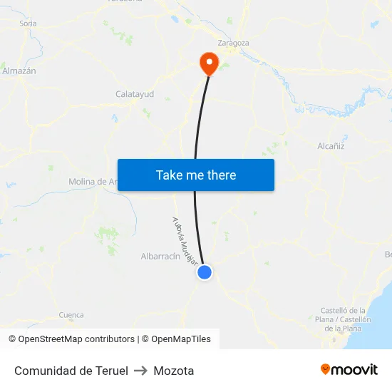 Comunidad de Teruel to Mozota map
