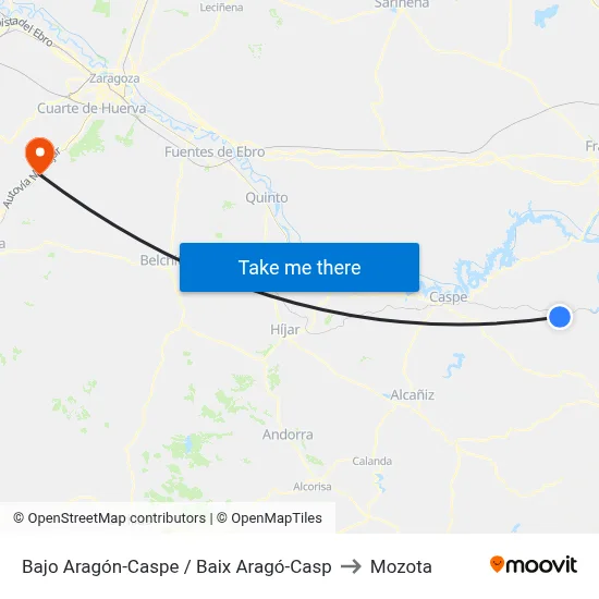Bajo Aragón-Caspe / Baix Aragó-Casp to Mozota map