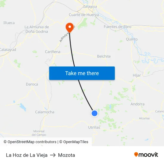 La Hoz de La Vieja to Mozota map