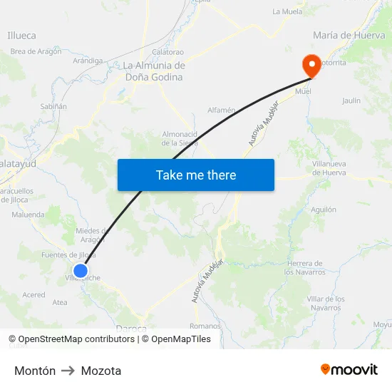 Montón to Mozota map