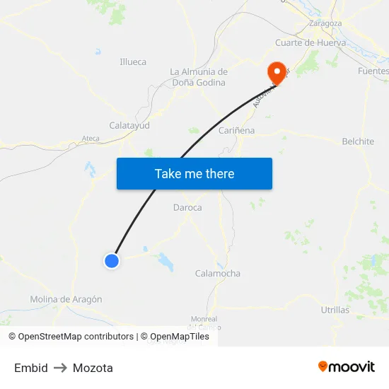 Embid to Mozota map