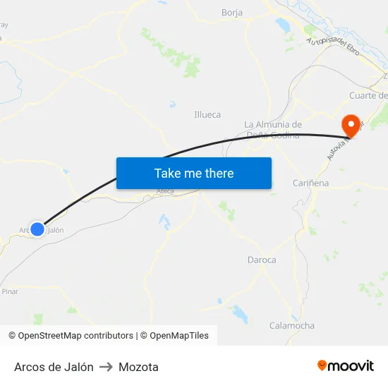 Arcos de Jalón to Mozota map