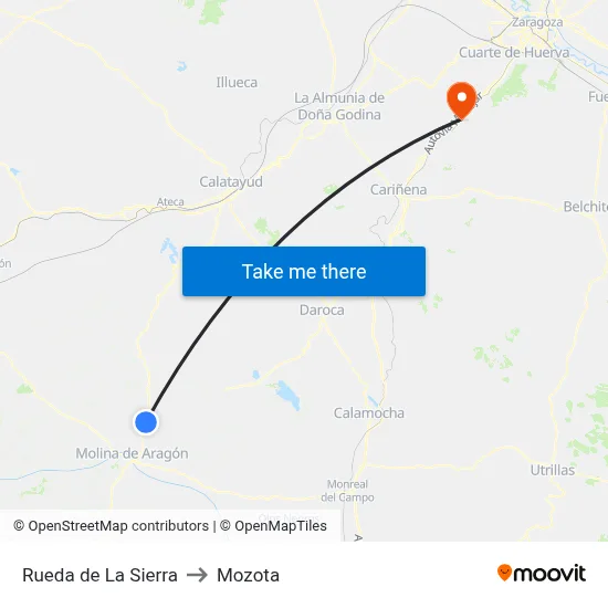 Rueda de La Sierra to Mozota map