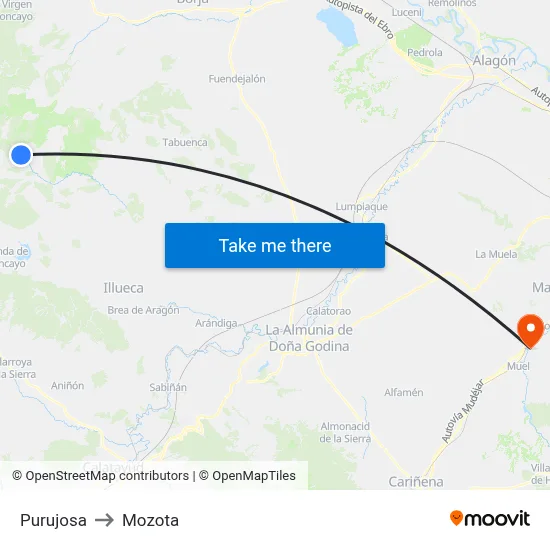 Purujosa to Mozota map