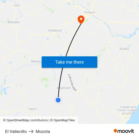 El Vallecillo to Mozota map