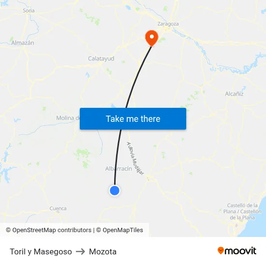 Toril y Masegoso to Mozota map
