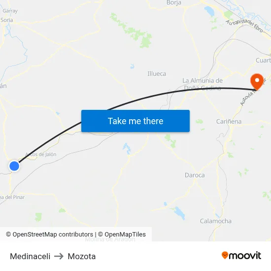 Medinaceli to Mozota map