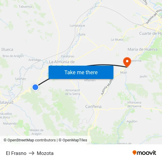 El Frasno to Mozota map