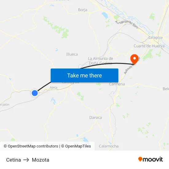Cetina to Mozota map