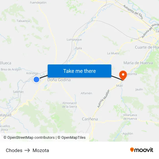 Chodes to Mozota map