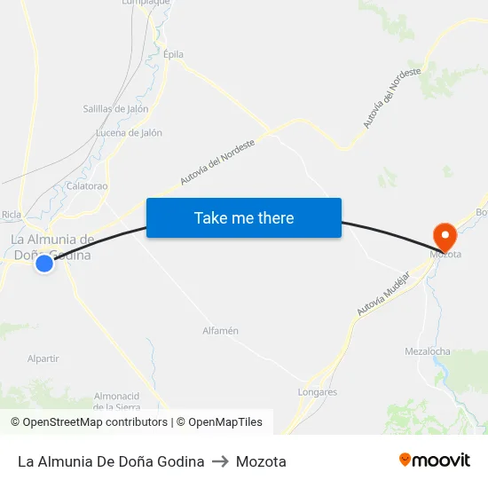 La Almunia De Doña Godina to Mozota map