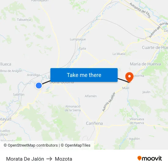 Morata De Jalón to Mozota map