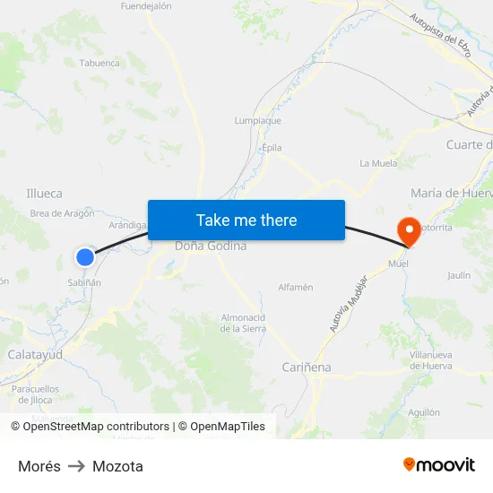 Morés to Mozota map