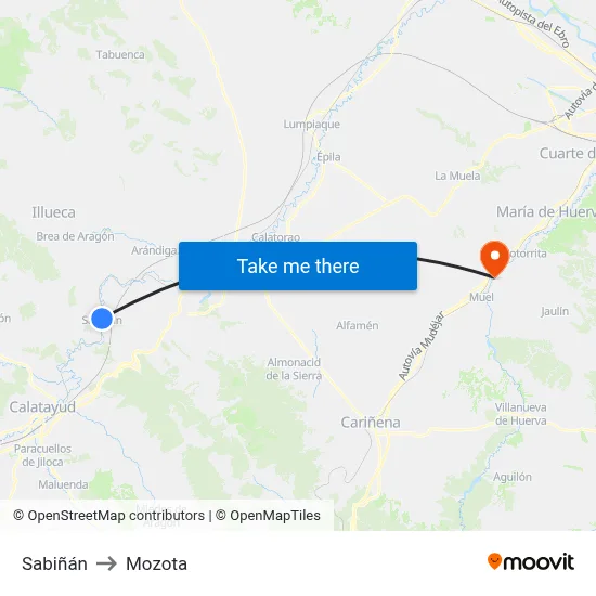 Sabiñán to Mozota map