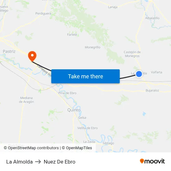 La Almolda to Nuez De Ebro map