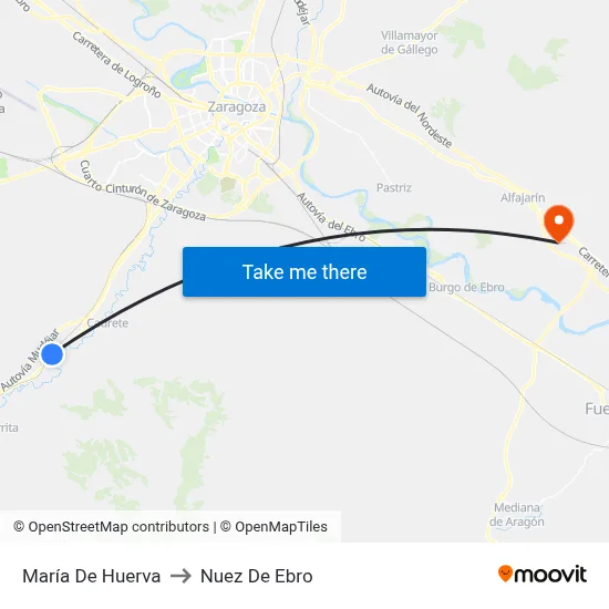 María De Huerva to Nuez De Ebro map